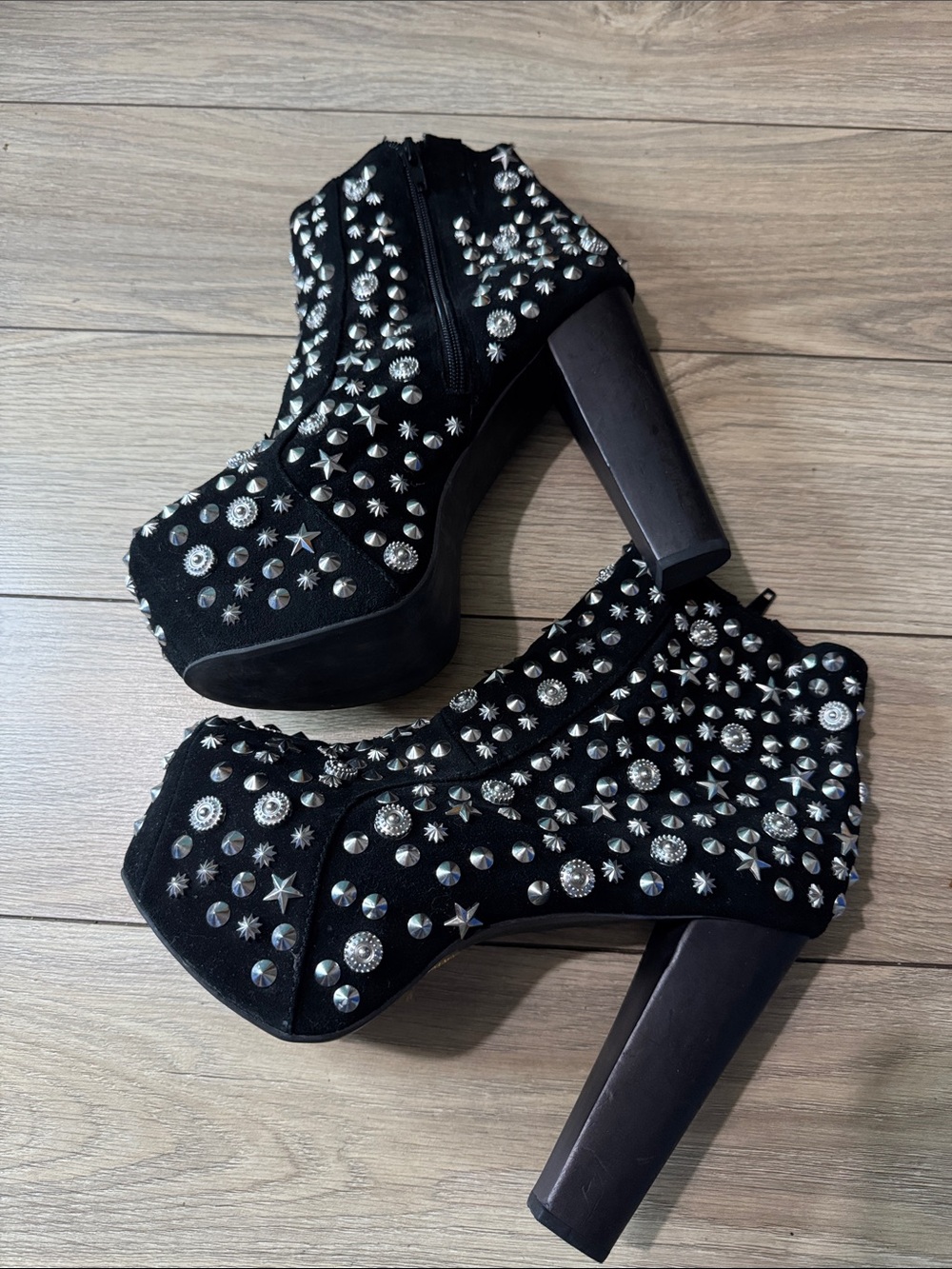 Mimosa Black Studded Platform Ankle Boots - Women's Heeled Booties